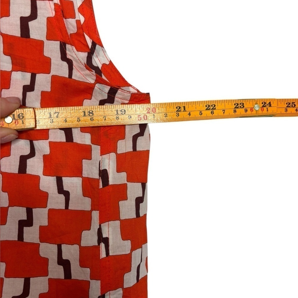Emme Marella Abstract Artsy Orange Sleeveless Button Collar Top Size 44- US 8 - Picture 9 of 11